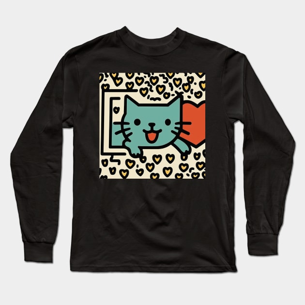 Funny Keith Haring, Cat lover Long Sleeve T-Shirt by Art ucef